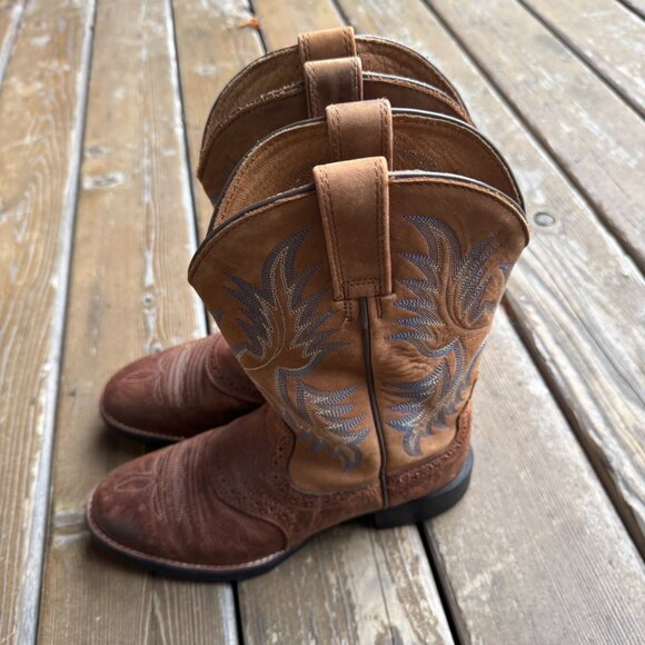 Ariat Heritage Stockman Brown and Tan Round Toe Stockman Cowboy Boot - Men's 7D - Picture 5 of 15